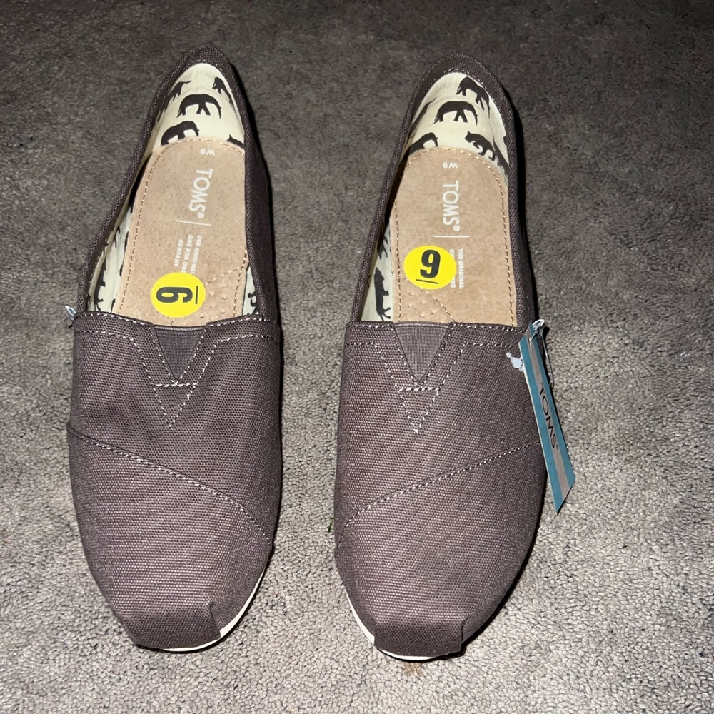 TOMS Gray Canvas Slip-Ons